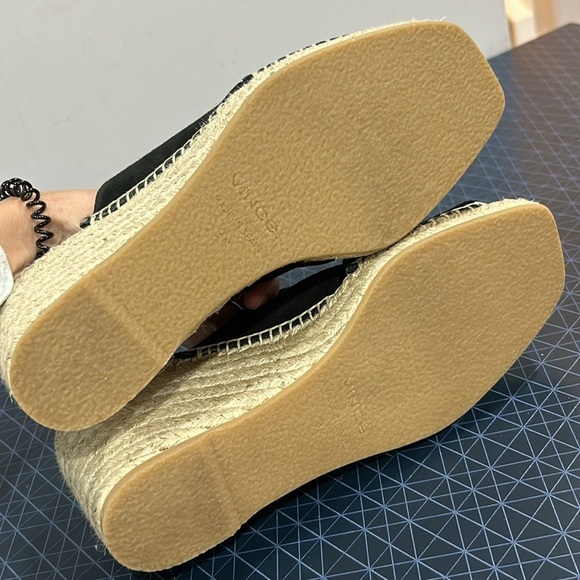 Vince Gaelan Square Toe  Crisscross Espadrille Wedge Sandals - Picture 6 of 9